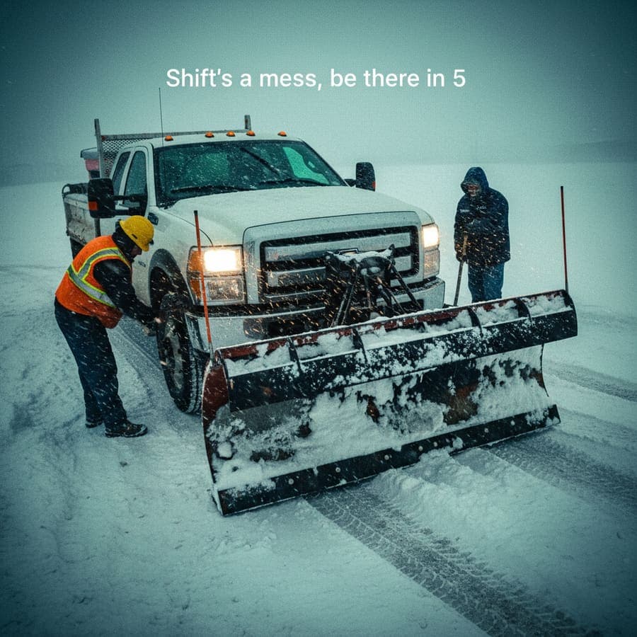 Terranova salt spreader treating walkways during a winter storm